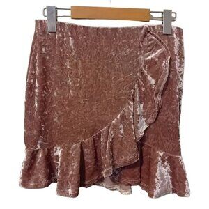 Urban Planet Streetwear Society Women's Pink Velvet Skater Ruffle Skirt Size Med